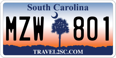 SC license plate MZW801