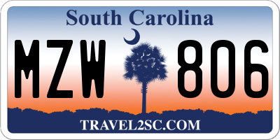 SC license plate MZW806