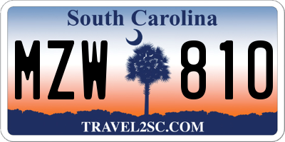 SC license plate MZW810
