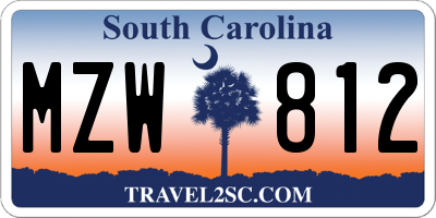 SC license plate MZW812