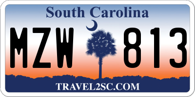 SC license plate MZW813