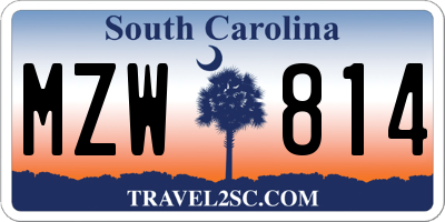 SC license plate MZW814