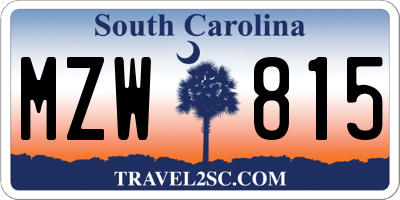 SC license plate MZW815