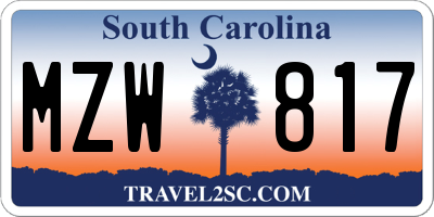 SC license plate MZW817