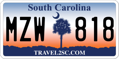 SC license plate MZW818