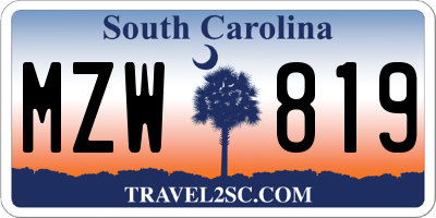SC license plate MZW819