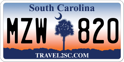 SC license plate MZW820