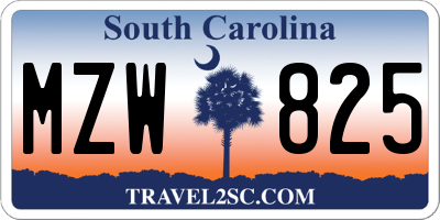 SC license plate MZW825