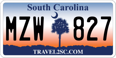 SC license plate MZW827