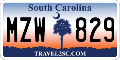 SC license plate MZW829