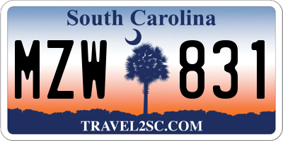 SC license plate MZW831