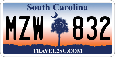 SC license plate MZW832