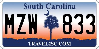 SC license plate MZW833