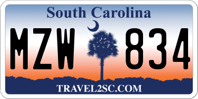 SC license plate MZW834