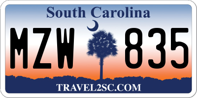 SC license plate MZW835