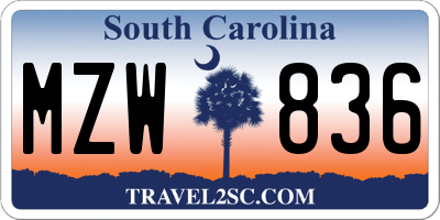 SC license plate MZW836