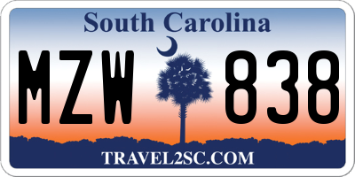 SC license plate MZW838