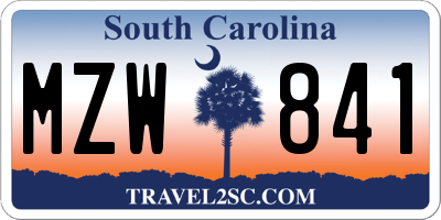 SC license plate MZW841