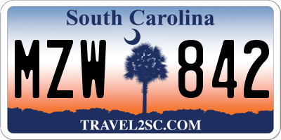 SC license plate MZW842