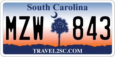 SC license plate MZW843