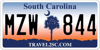 SC license plate MZW844