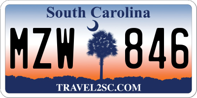 SC license plate MZW846