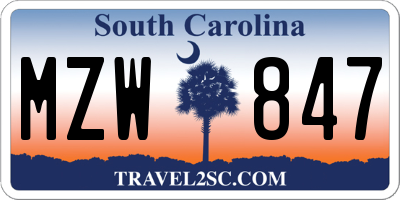 SC license plate MZW847