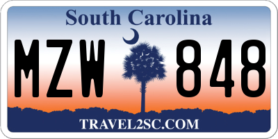 SC license plate MZW848