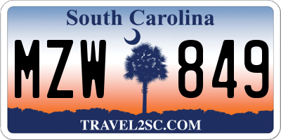 SC license plate MZW849