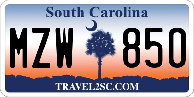SC license plate MZW850