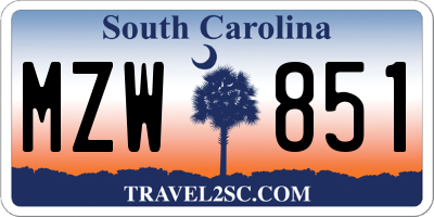 SC license plate MZW851