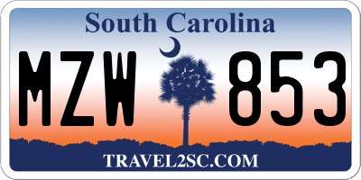 SC license plate MZW853