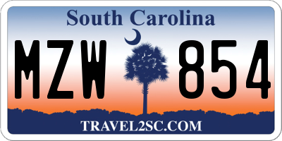 SC license plate MZW854