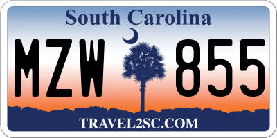 SC license plate MZW855