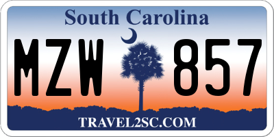 SC license plate MZW857