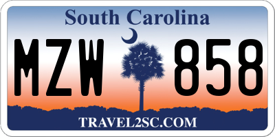SC license plate MZW858
