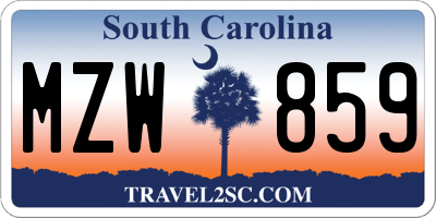 SC license plate MZW859