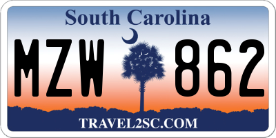 SC license plate MZW862