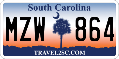 SC license plate MZW864