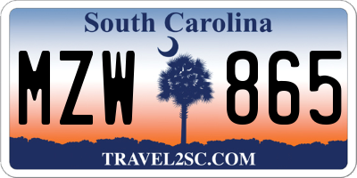 SC license plate MZW865