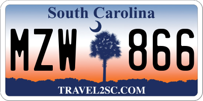 SC license plate MZW866