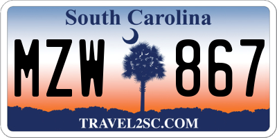 SC license plate MZW867