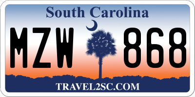SC license plate MZW868