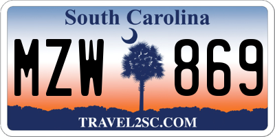 SC license plate MZW869