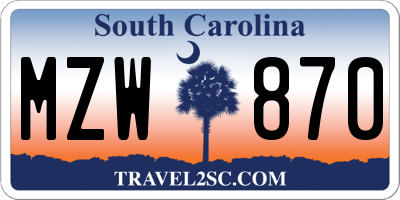 SC license plate MZW870