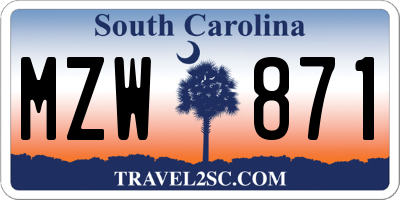 SC license plate MZW871