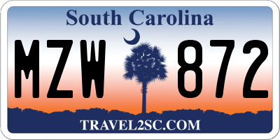 SC license plate MZW872