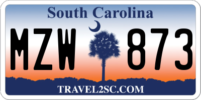 SC license plate MZW873