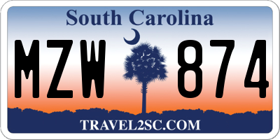 SC license plate MZW874