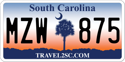 SC license plate MZW875